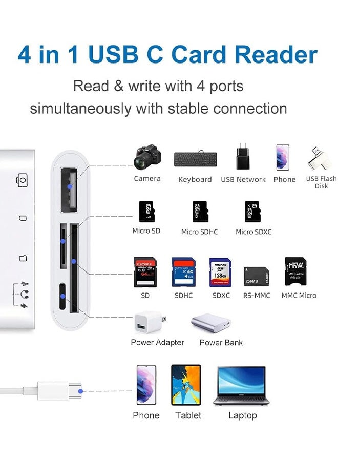 Tersely 4in1 USB-C Memory Card Reader,Type C OTG Adapter with SD MicroSD/TF USB 3.0 & Charging, for iPhone 17/16/15 Pro/Max/Plus, MacBook Pro Air 2025-2016 M3 M2 M1 Mac/iPad,for Google Pixel,More - Image 2